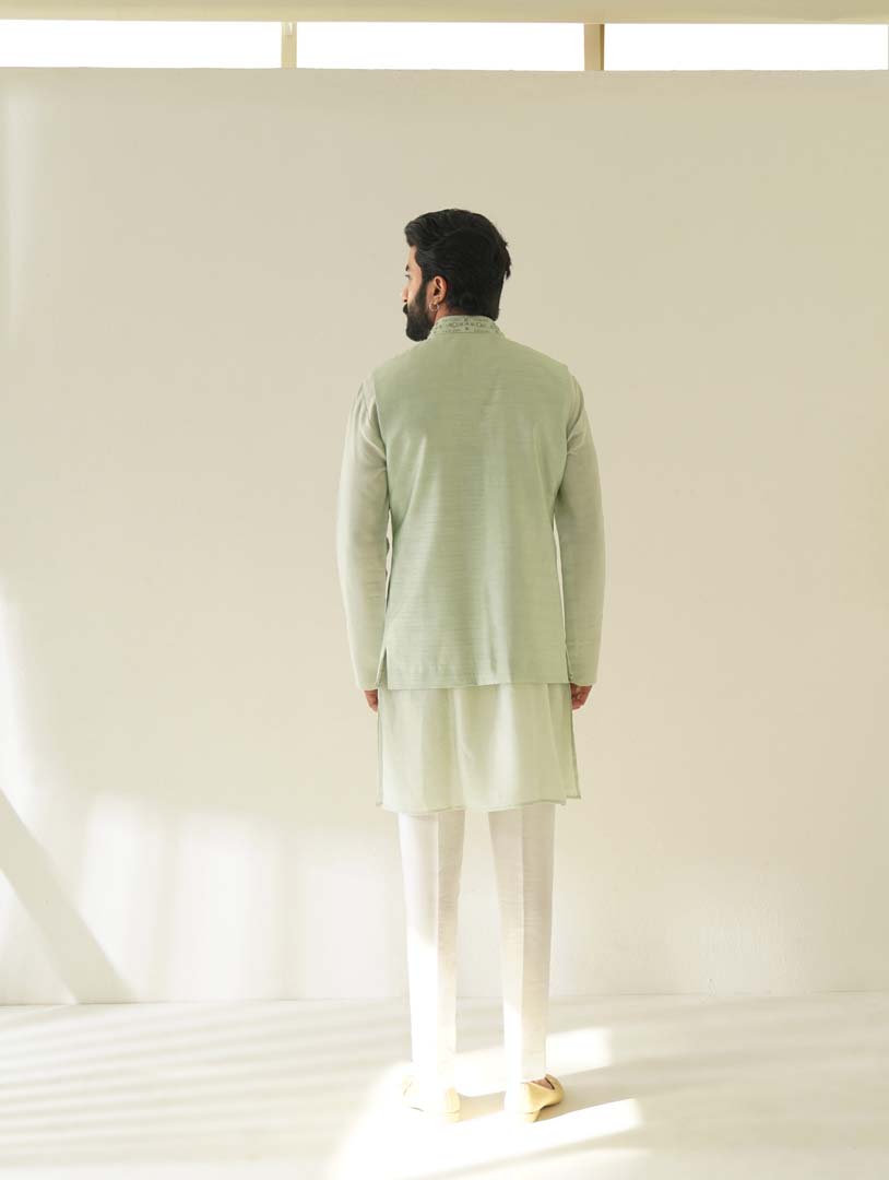 Italian Ice Green Nehru Jacket – Shreyansh Designs